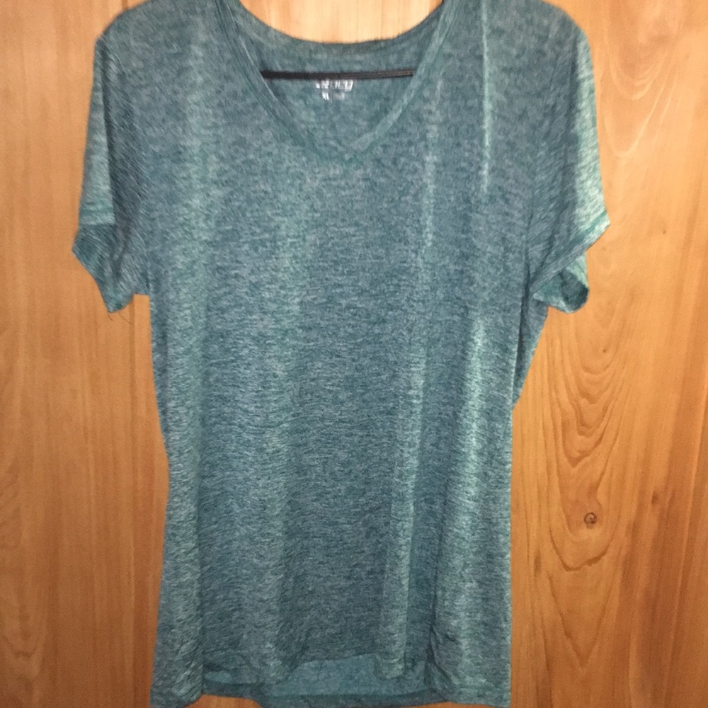 Teal polyester short sleeve athletic shirt